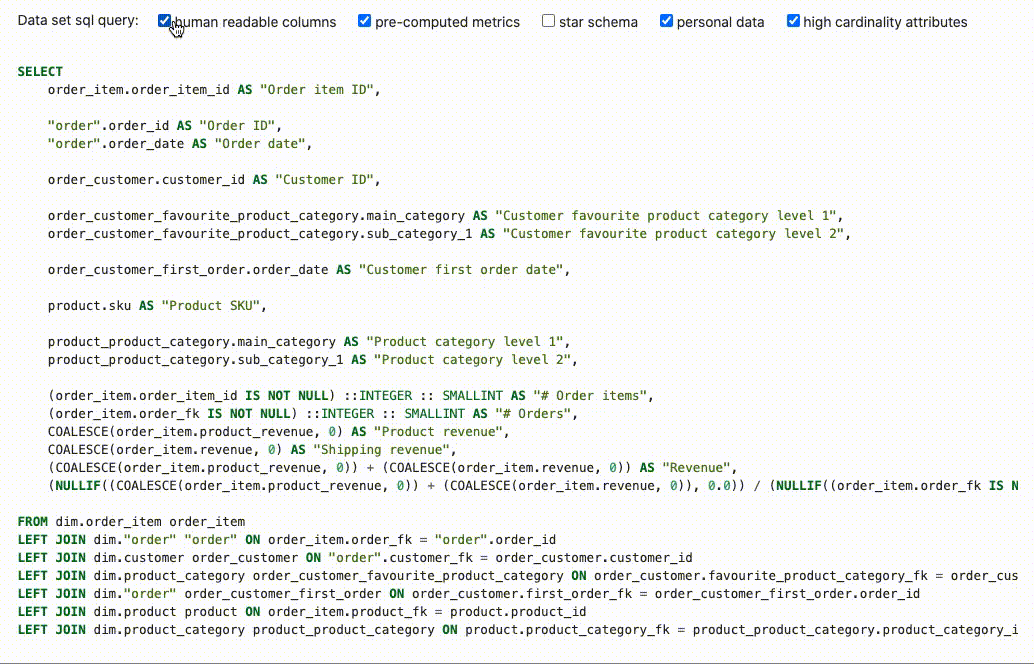 Mara schema SQL generation